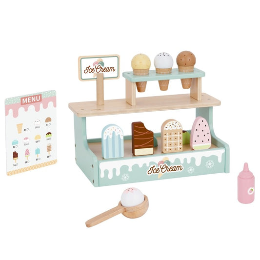 Wooden Ice Cream Shop Set with Ice Cream Stand